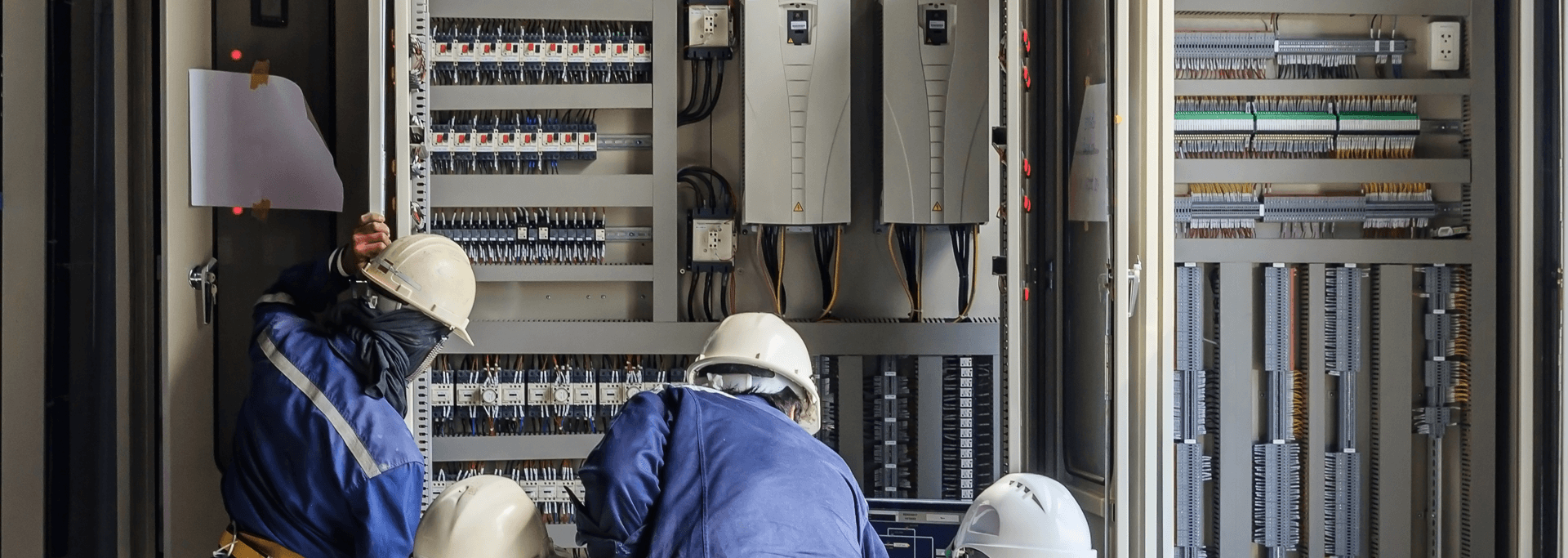 bcs group,Engineer working checking maintenance equipment wiring plc cabinet 1